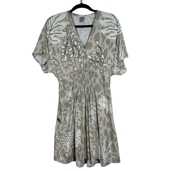 Blank London Leopard Babydoll Dress Neutral Novelty Sunflower Women’s One Size - Picture 1 of 8